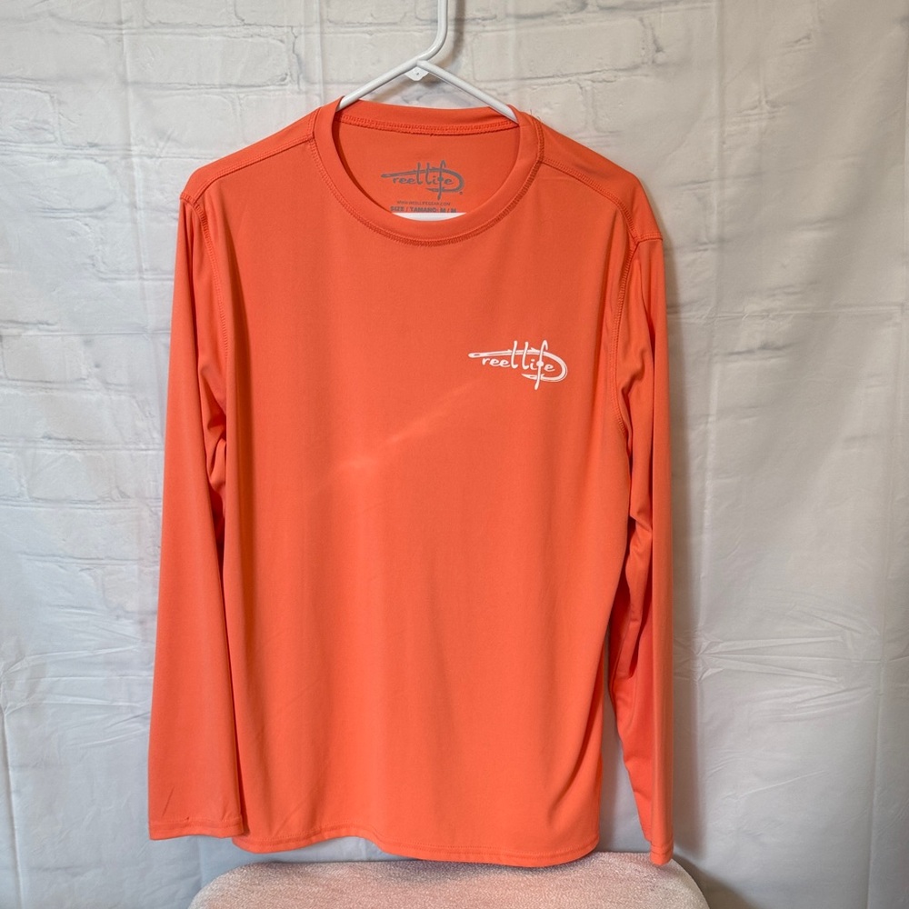 Reel Life Mens Medium Coral Long Sleeve UPF 50+ Shirt Lightweight